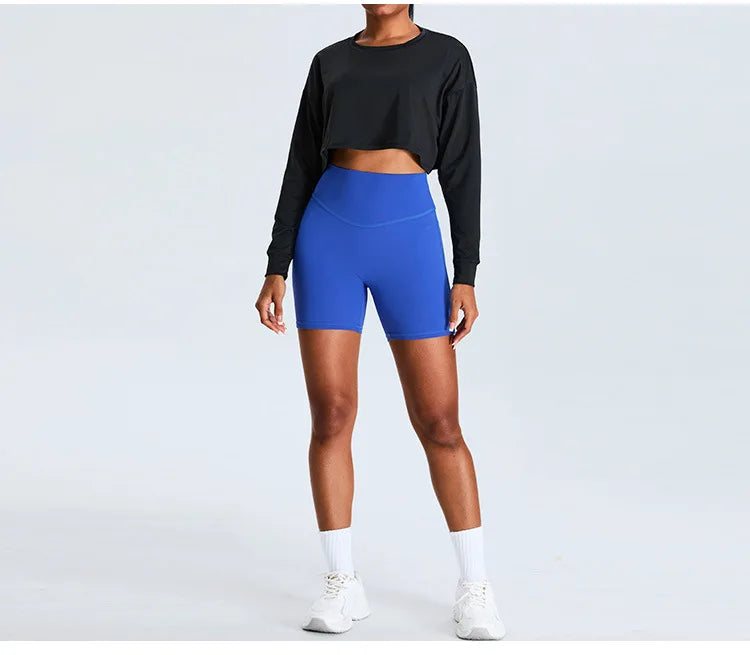Women Loose Yoga Long Sleeved Fitness Top Loose Casual Sports T-shirt Quick Drying Workout Long Sleeved Running Fitness Clothes