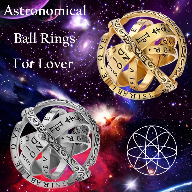Astronomy Ball Rings Men Openable Rotate Sphere Cosmic Planet letter Ring Women Fashion Jewelry DropShipping 7-12 Size Kольца - Image 11