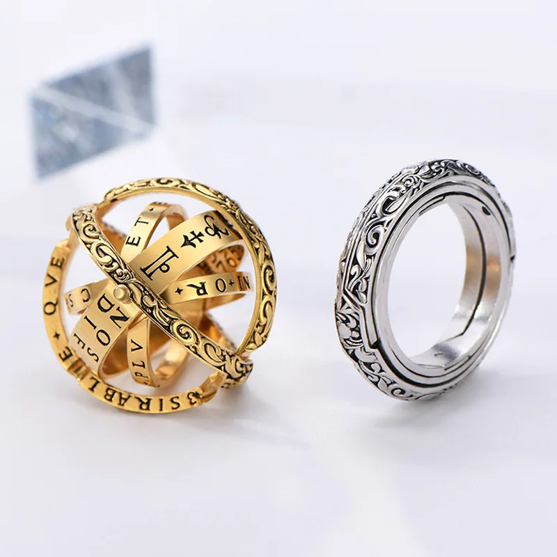 Astronomy Ball Rings Men Openable Rotate Sphere Cosmic Planet letter Ring Women Fashion Jewelry DropShipping 7-12 Size Kольца - Image 3